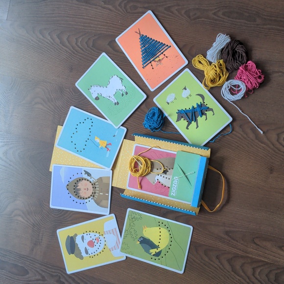 Embroidery cards, zigzag yarn, sewing, yarn craft, 5+ years Londji lacing game - Picture 3 of 16
